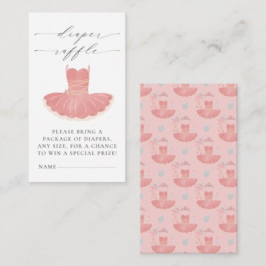 Kleine Ballerina Roze Baby shower Luier Raffle Informatiekaartje (Voorkant / Achterkant)