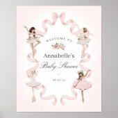 Kleine Ballerina Roze Baby shower Welkomstbord Poster (Voorkant)