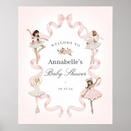Kleine Ballerina Roze Baby shower Welkomstbord Poster
