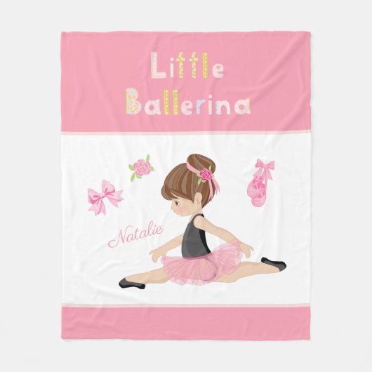 Kleine Ballerina Roze Ballet Girls Naam Fleece Deken (Voorkant)