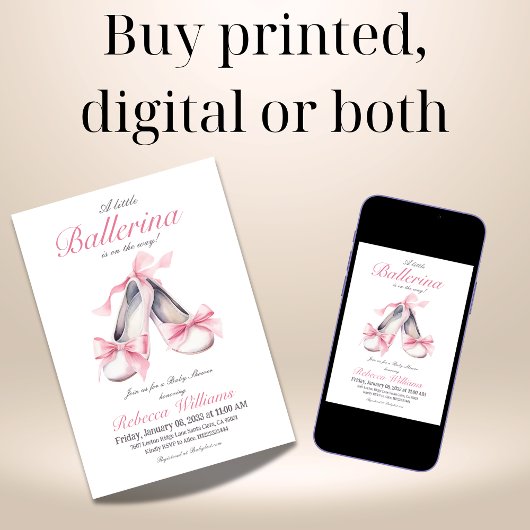 Kleine Ballerina Roze Bow Meisje Baby shower Kaart