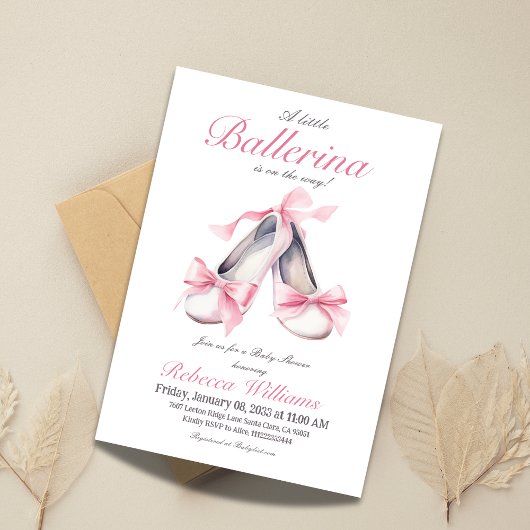 Kleine Ballerina Roze Bow Meisje Baby shower Kaart