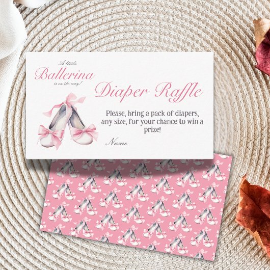 Kleine Ballerina Roze Bow Meisje Baby shower Luier Informatiekaartje