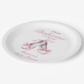 Kleine Ballerina Roze Bow Meisje Baby shower Papieren Bordje (Gekanteld)