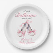 Kleine Ballerina Roze Bow Meisje Baby shower Papieren Bordje (Voorkant)