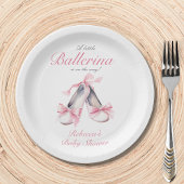 Kleine Ballerina Roze Bow Meisje Baby shower Papieren Bordje