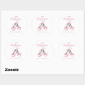 Kleine Ballerina Roze Bow Meisje Baby shower Ronde Sticker (Vel)