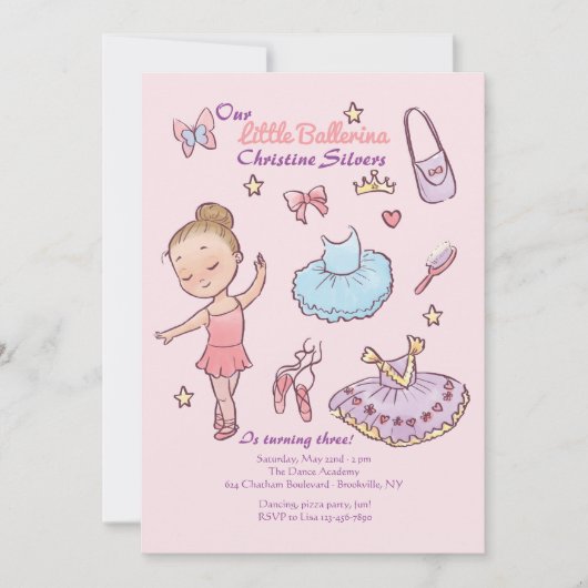 Kleine Ballerina Uitnodiging (Voorkant)