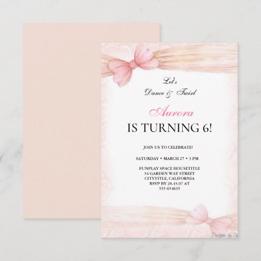 Kleine  Ballerinas Ballet Verjaardagsfeestje Kaart (Voorkant / Achterkant)