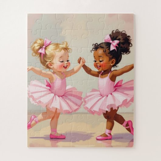 Kleine ballerina's dansen leuke illustratie legpuzzel (Verticaal)