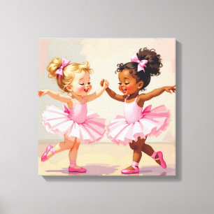 Kleine balletdanseressen dansen leuke illustratie canvas afdruk