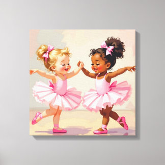 Kleine balletdanseressen dansen leuke illustratie canvas afdruk