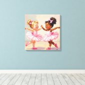 Kleine balletdanseressen dansen leuke illustratie canvas afdruk (Insitu (Houten vloer))