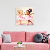 Kleine balletdanseressen dansen leuke illustratie canvas afdruk (Insitu (Woonkamer))