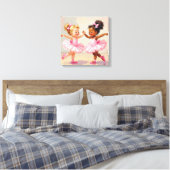 Kleine balletdanseressen dansen leuke illustratie canvas afdruk (Insitu (Slaapkamer))