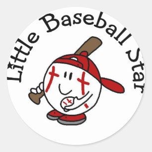 Kleine Baseball Star Tshirts en geschenken Ronde Sticker