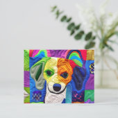 Kleine beagle puppy Quilly als design Briefkaart (Staand voorkant)