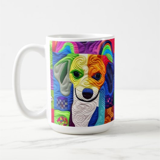 Kleine beagle puppy Quilly als design Koffiemok (Links)