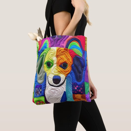 Kleine beagle puppy Quilly als design Tote Bag (Dichtbij)