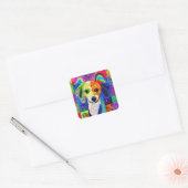 Kleine beagle puppy Quilly als design Vierkante Sticker (Envelop)