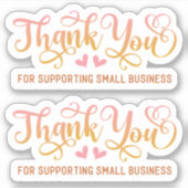 Kleine bedrijfscutrof Dank u Sticker (Voorkant)