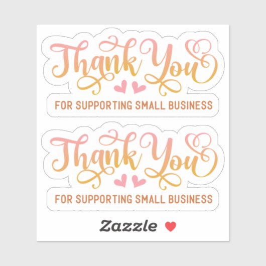 Kleine bedrijfscutrof Dank u Sticker (Vel)