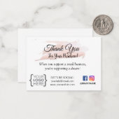 KLEINE BEDRIJVEN BEDANKEN DAT U KAART BLUSH PINK B NOTITIEKAARTJE (Voorkant / Achterkant in situ)