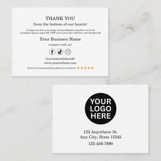 Kleine bedrijven bedankt procent korting op QR-Kaa Visitekaartje (Voorkant / Achterkant)