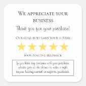 Kleine bedrijven Bedankt voor je feedbackorderlabe Vierkante Sticker (Voorkant)