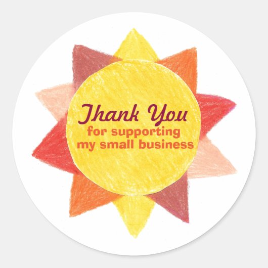 Kleine bedrijven dank je sticker - zonneschijn (Voorkant)