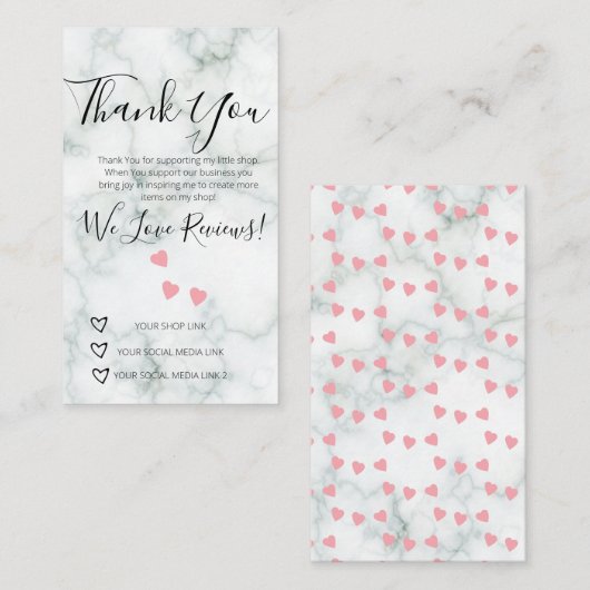 Kleine bedrijven Dank je Winkelende Review Horen m Visitekaartje (Voorkant / Achterkant)