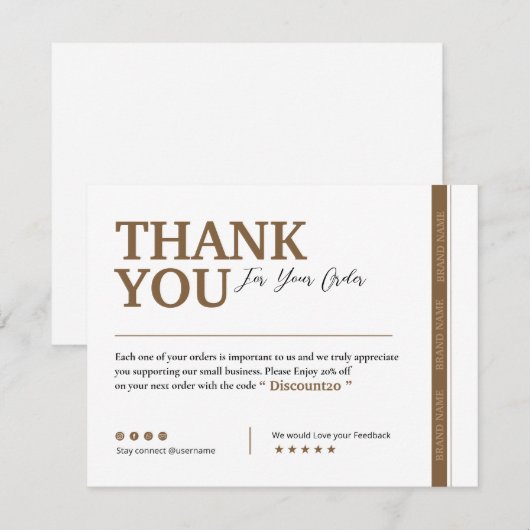 Kleine bedrijven Hartelijk dank voor uw kaart (Voorkant / Achterkant)