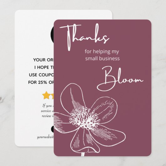 Kleine bedrijven Hartelijk dank voor uw kaart (Voorkant / Achterkant)