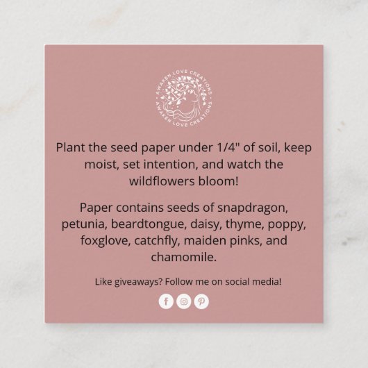 Kleine bedrijven Hartelijk dank voor uw kaart (Achterkant)