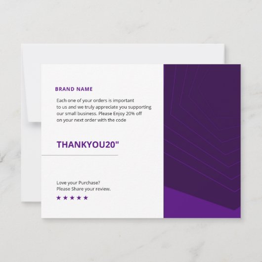 Kleine bedrijven Hartelijk dank voor uw kaart (Achterkant)