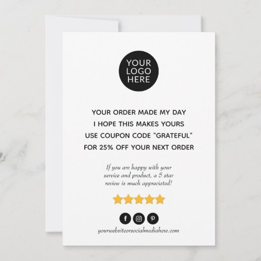 Kleine bedrijven Hartelijk dank voor uw kaart (Achterkant)