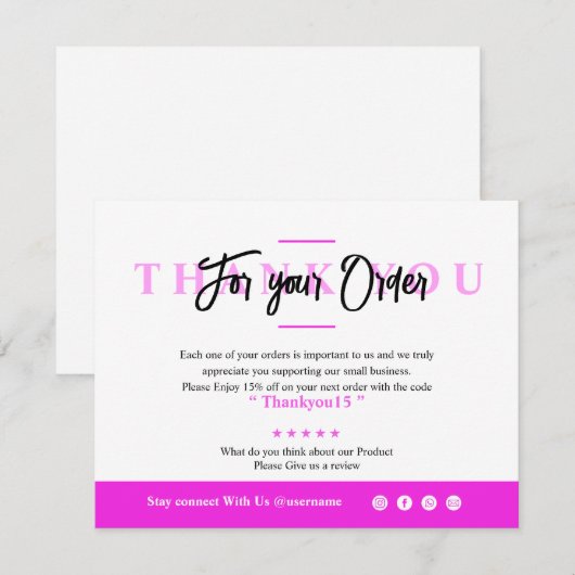 Kleine bedrijven Hartelijk dank voor uw kaart (Voorkant / Achterkant)