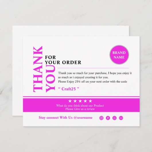 Kleine bedrijven Hartelijk dank voor uw kaart (Voorkant / Achterkant)