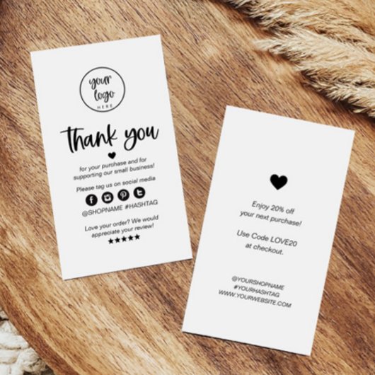 Kleine bedrijven Hartelijk dank voor uw kaart Visitekaartje