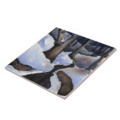 Kleine beek in de winter met sneeuw op het water tegeltje (Zijkant)