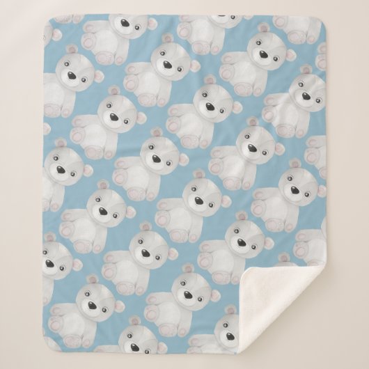 Kleine Beer Baby shower Birthday Boy Sherpa Deken (Voorkant)