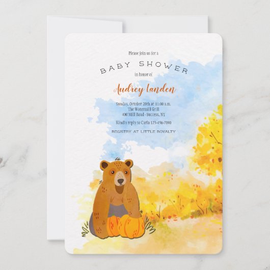 Kleine Beer Baby Shower Uitnodiging (Voorkant)