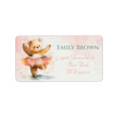 Kleine beer ballerina waterverf roze Verjaardag Etiket (Voorkant)