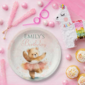 Kleine beer ballerina waterverf roze Verjaardag Papieren Bordje (Feest)