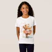 Kleine beer ballerina waterverf roze Verjaardag T-shirt (Voorkant volledig)