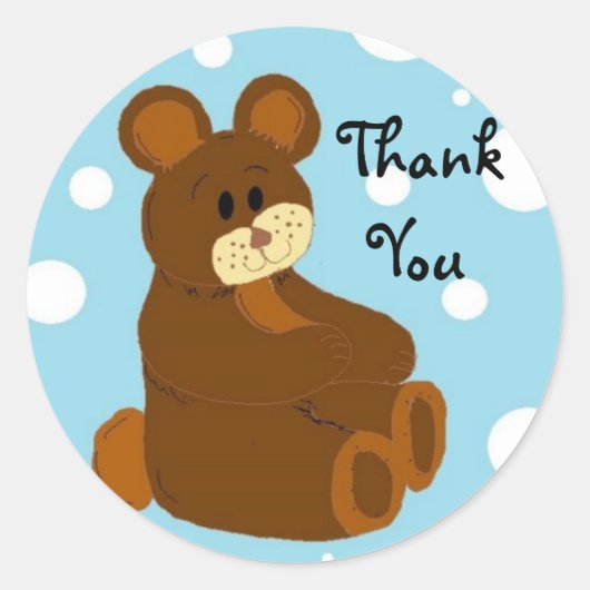 Kleine Beer Bedankt Ronde Sticker (Voorkant)