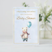 Kleine beer die een ballon vasthoudt Baby Shower (Staand voorkant)