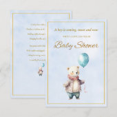 Kleine beer die een ballon vasthoudt Baby Shower (Voorkant / Achterkant)