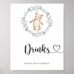 kleine beer Drinken helpen jezelf Poster