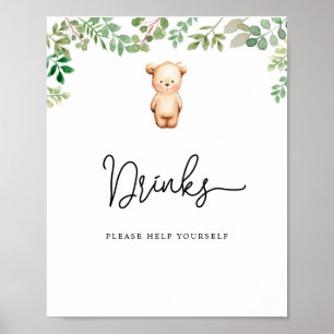 kleine beer Drinken helpen jezelf Poster